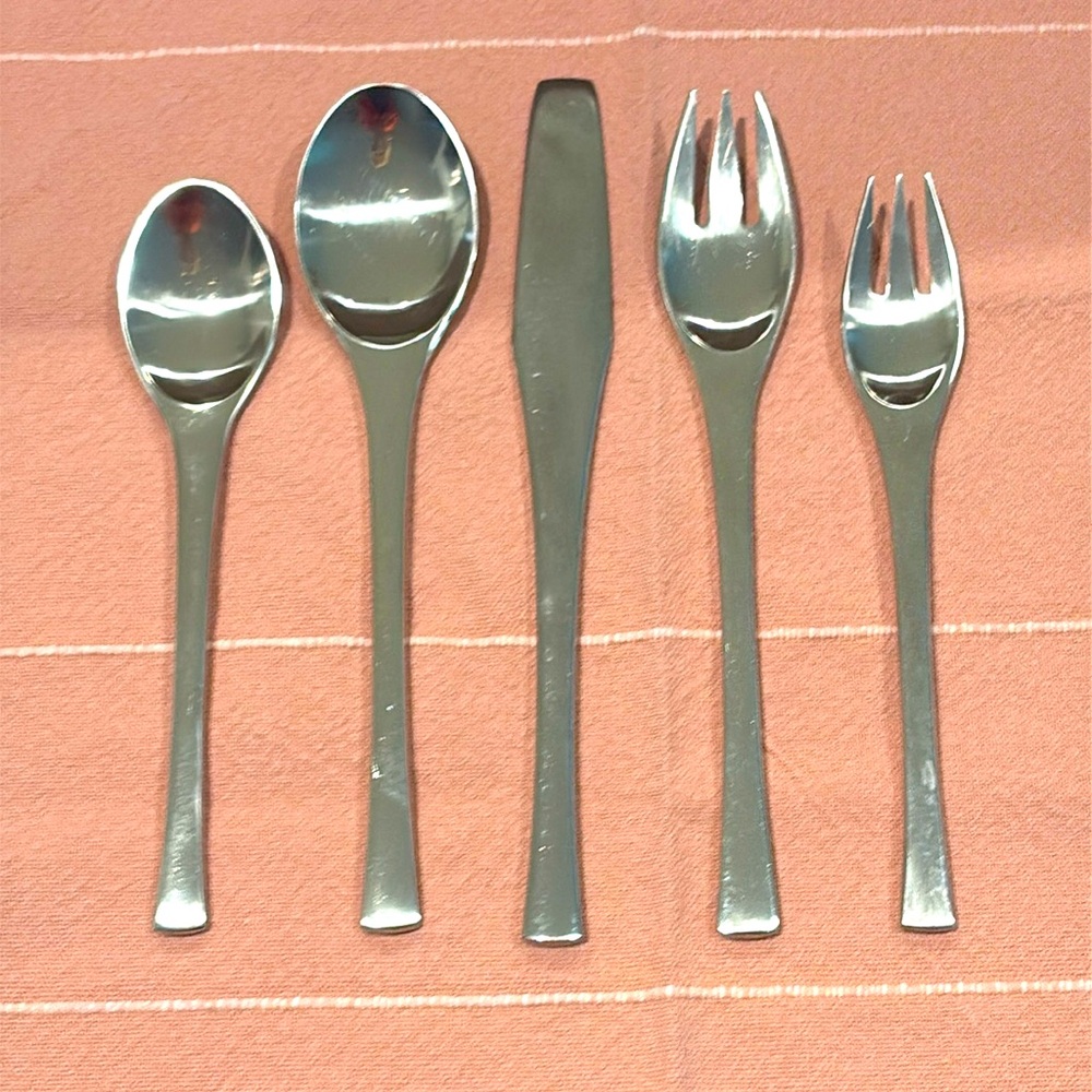 Dansk Odin Flatware (12 five-piece place settings) +Serving Spoon & Butter Knife